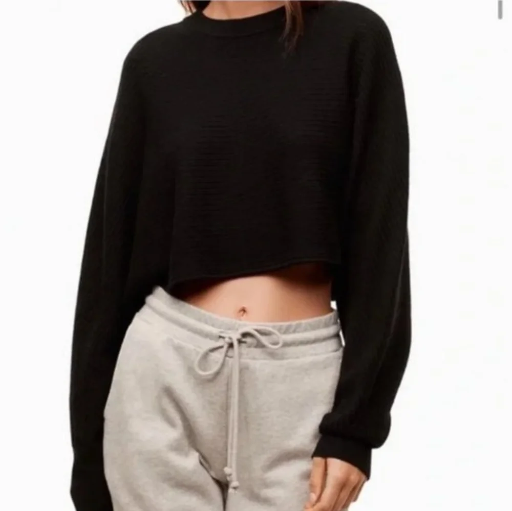 Wilfred Free Aritzia Black Cropped Sweater - Picture 2 of 13